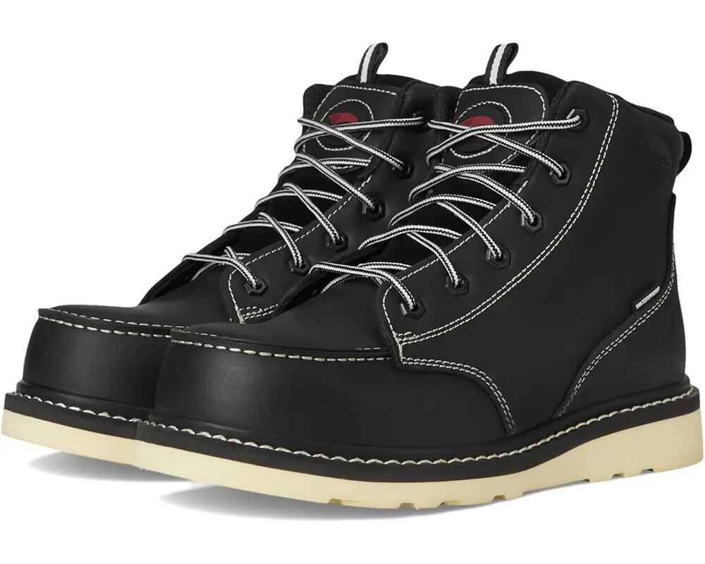 AVENGER Mens Wedge Moc Carbon Safety Toe Work Boots 7 Wide Black Leather WP NIB